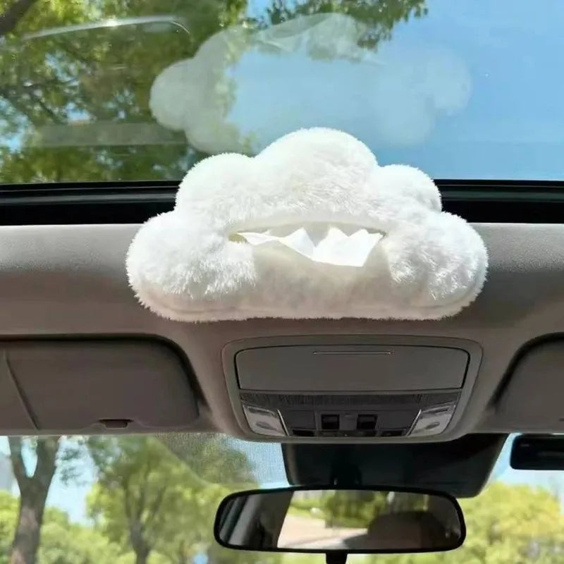 Cloud Plush Tissue Box Cover – Car Hanging Tissue Organizer Car Tissue Holder Babs