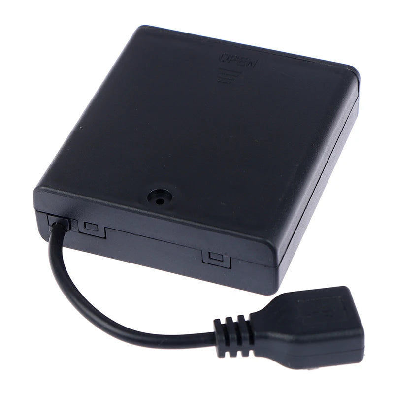 4 AA USB Battery Box 5V Mini Power Supply for LED Strip Lights USB Battery Box Babs