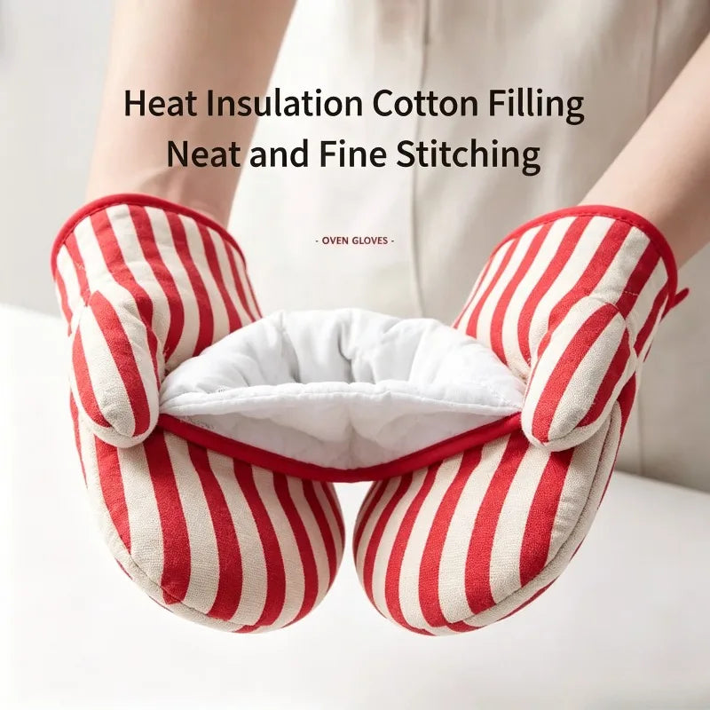 Polka Dot Oven Mitts – Heat-Resistant Thick Cotton Baking Gloves Oven Mitts Babs