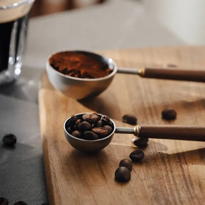 Walnut Wood Handle Stainless Steel Coffee Scoop & Spoon Coffee Measuring Spoon Babs