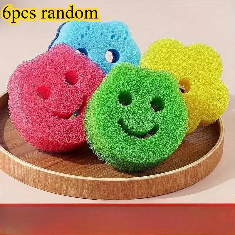 6-Pack Bear Smile Face Dish Sponges | Kitchen Scrubber Set Kitchen Dish Sponge Babs