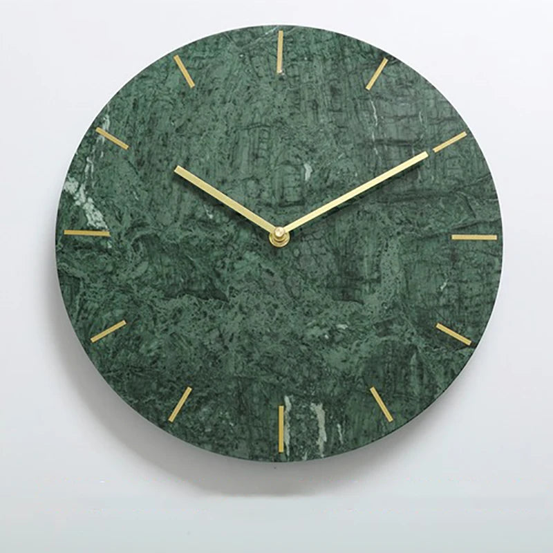 Nordic Large Marble Wall Clock – Silent Quartz, Modern Décor Wall Clock Babs Style C Green 12 inch