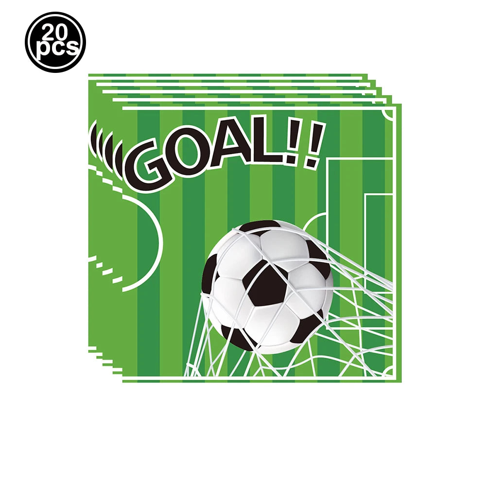 Soccer Theme 7th Birthday Party Decorations Set – Balloons & More Party Decoration Set Babs Green napkin As pictures show