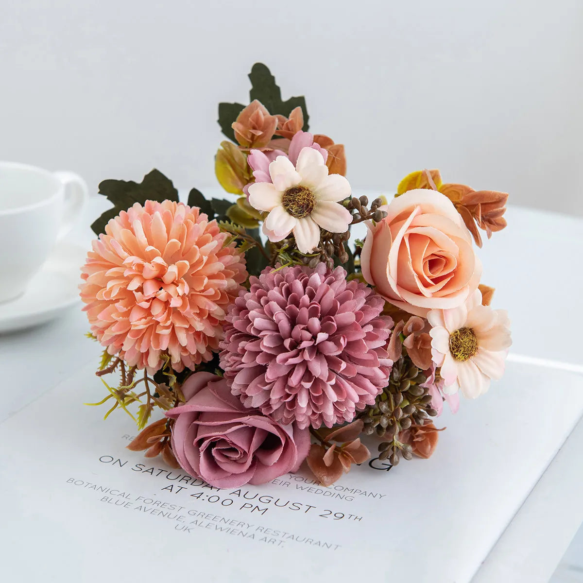 Silk Rose Artificial Bouquet – Wedding & Home Décor Flowers Artificial Flower Bouquet Babs color 2 1 pc