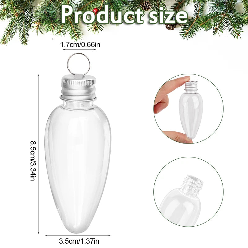 12/24Pcs Fillable Clear Plastic Christmas Bulb Ornaments DIY Fillable Christmas Ornaments Babs