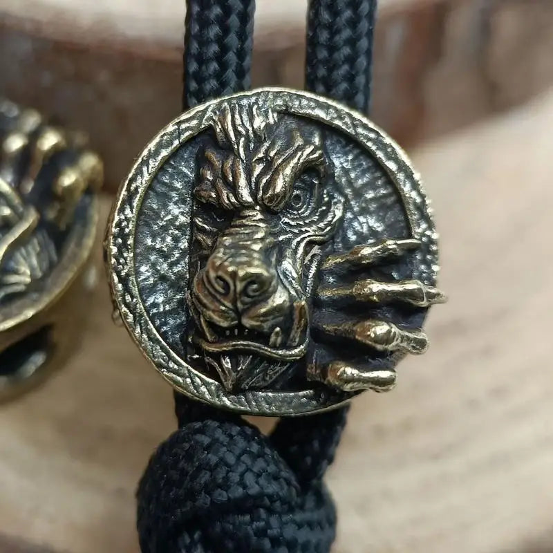 Brass Wolf Head Paracord Bead Keychain Pendant EDC Charm Keychain Pendant Charm Babs