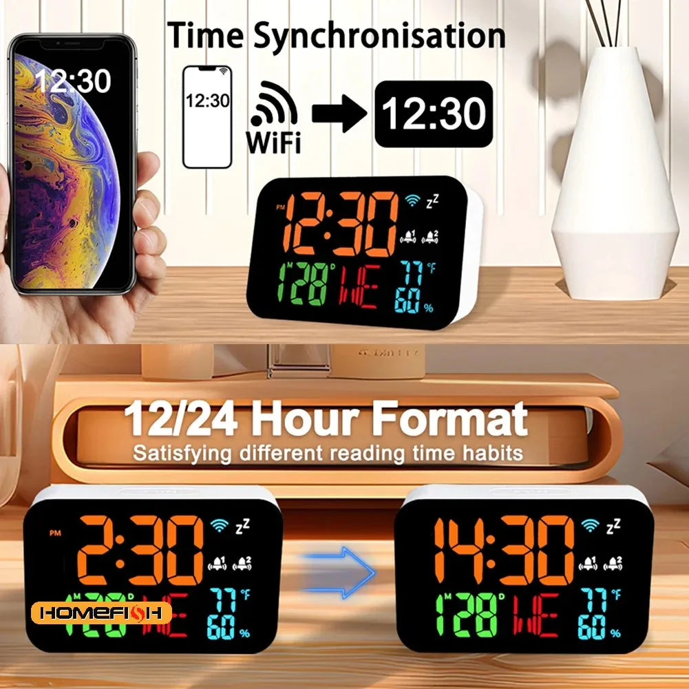 Tuya WiFi Smart Clock – LED Thermometer & Hygrometer Display Smart WiFi Clock Babs