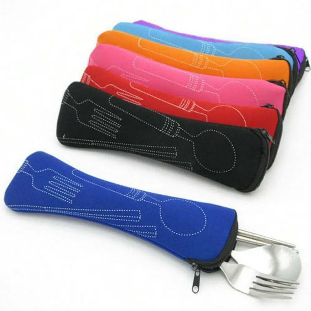 4-Piece Stainless Steel Tableware Set with Storage Bag Tableware Dinnerware Set Babs