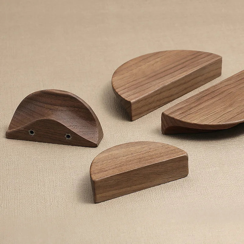 Walnut & Beech Wood Semicircular Cabinet Drawer Pull Handle Cabinet Pull Handle Babs