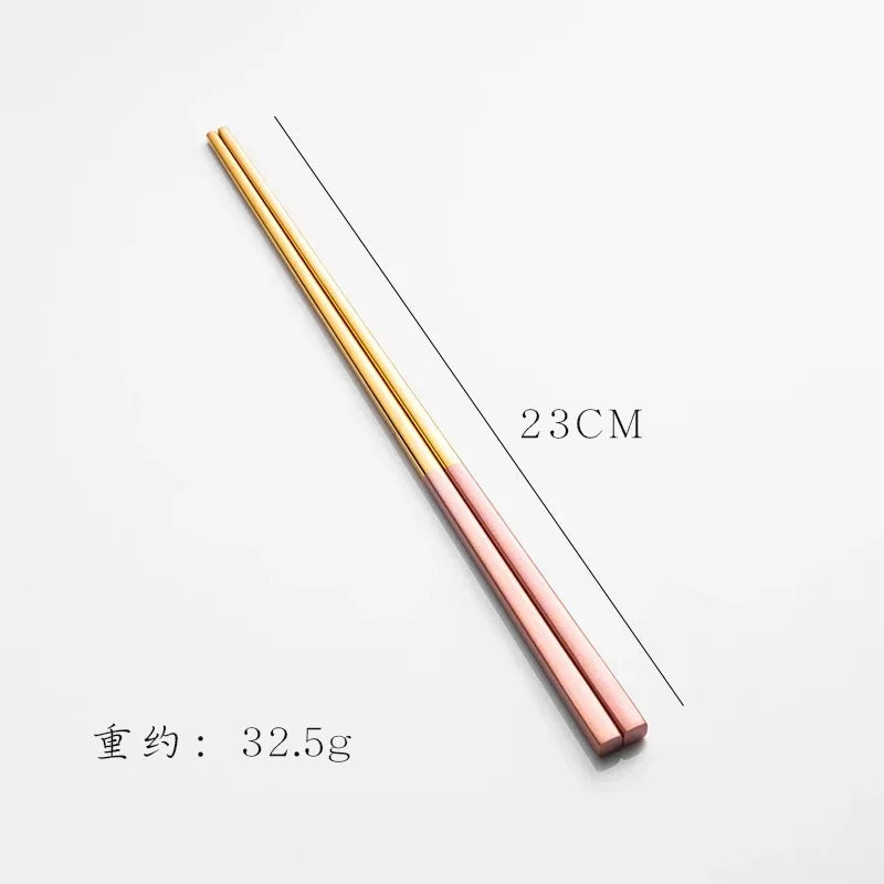 304 Stainless Steel Square Chopsticks – Gold, Rose & Colorful Stainless Steel Chopsticks Babs pink gold