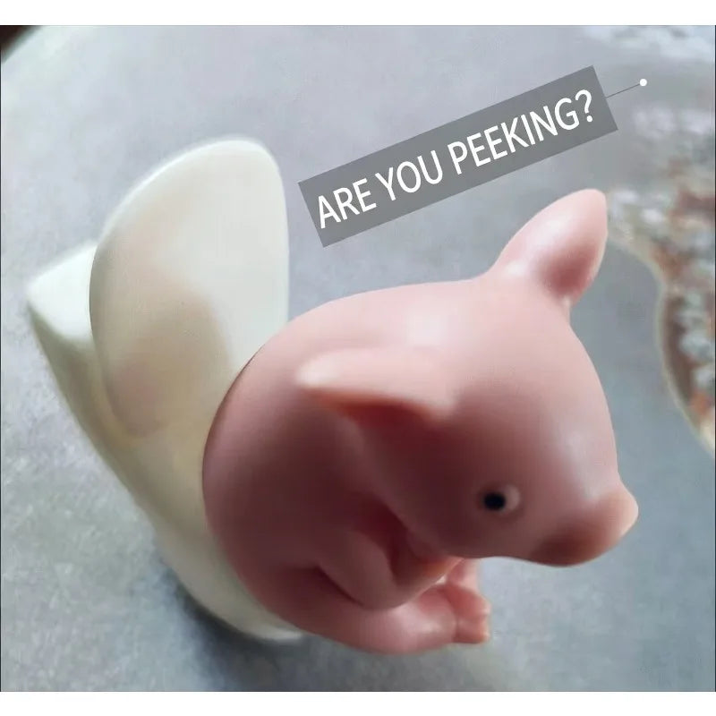 Cute Pig on Toilet Figurine – Funny Bathroom Desktop Decor Novelty Figurine Babs