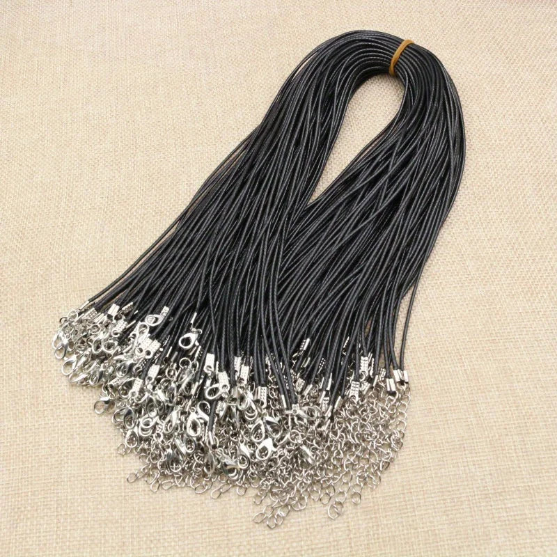 20Pcs Braided Leather Rope Necklaces 45cm Lobster Clasp DIY Jewelry DIY Necklace Cord Babs silvery-20pcs