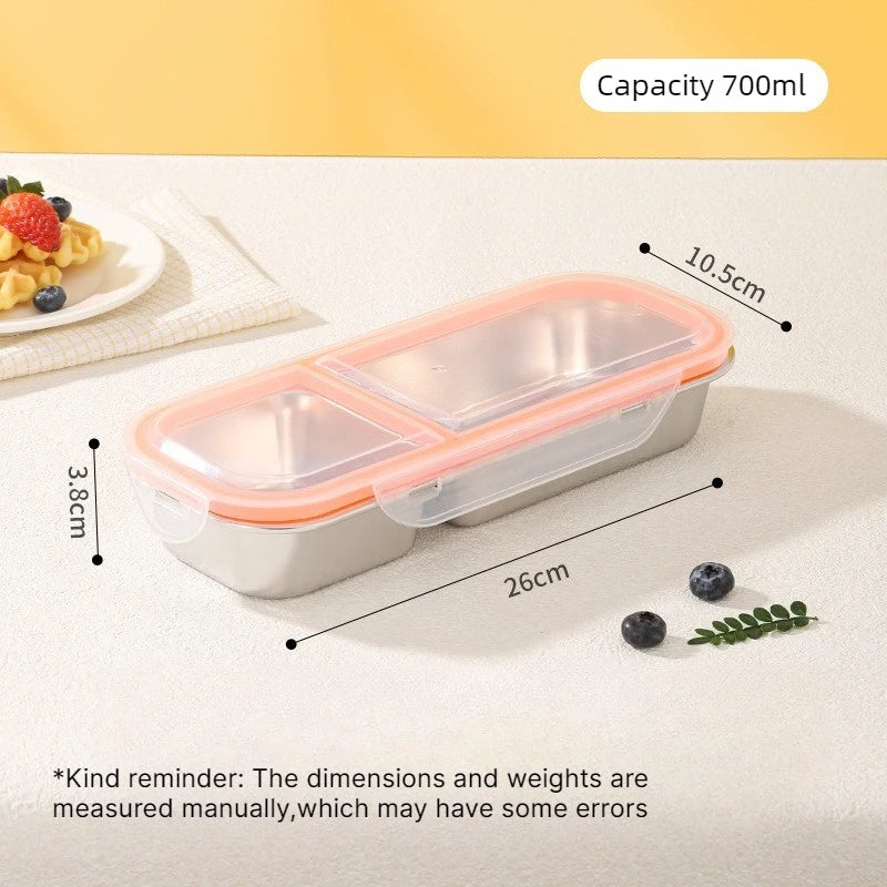 Stainless Steel Bento Lunch Box – Portable Portion Control Bento Lunch Box Babs two grid 1