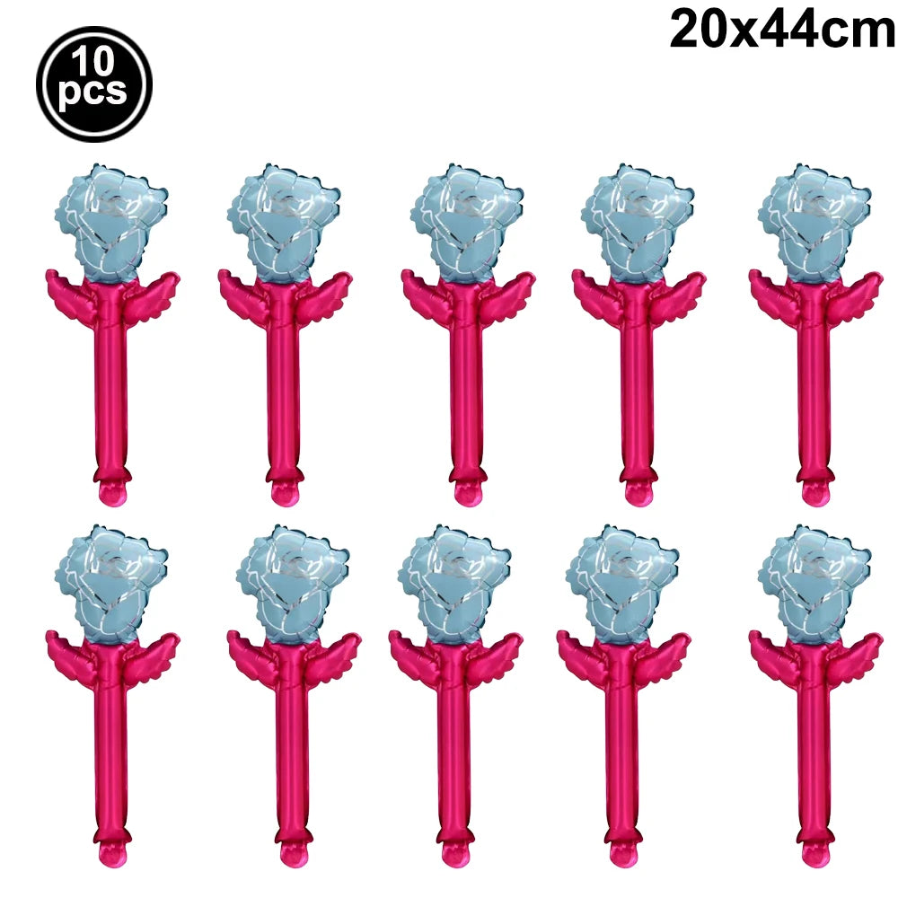 10pcs Mini Rose Flower Balloons – Wedding & Party Décor Foil Party Balloons Babs AGATE As pictures show