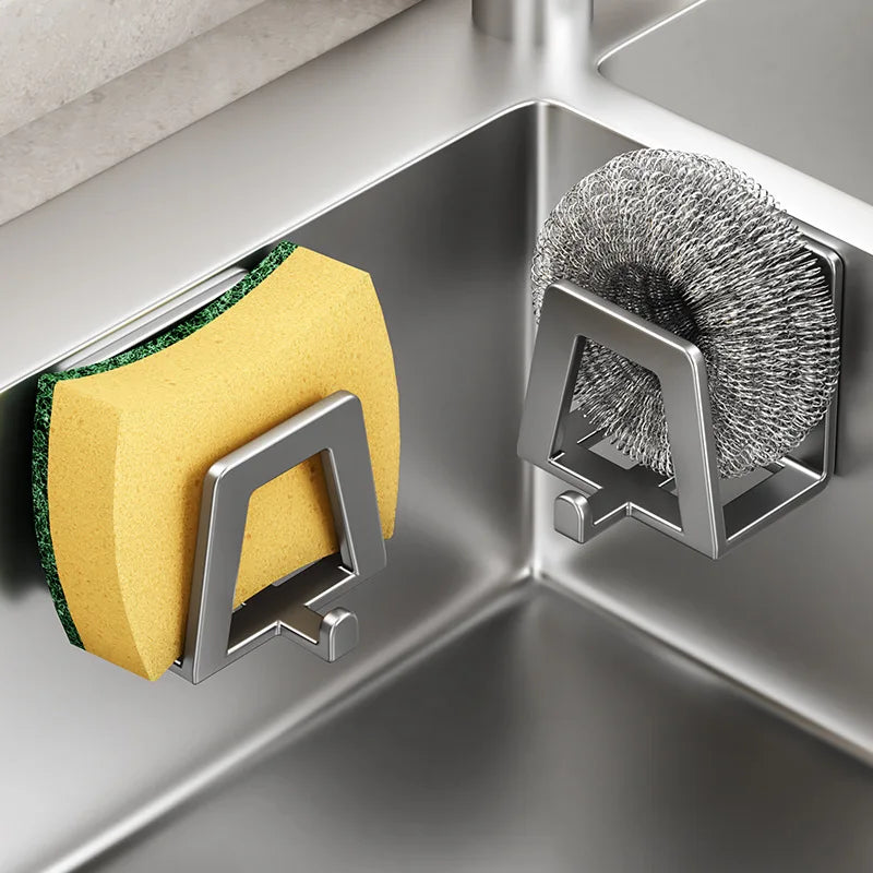 Stainless Steel Self-Adhesive Sponge Holder & Sink Rack Kitchen Sink Organizer Babs