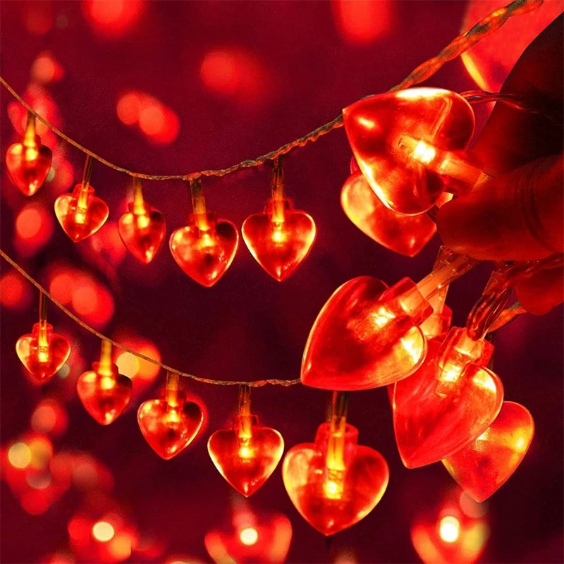 Red Heart LED Fairy String Lights 1.5M – Love Garland Décor LED String Lights Babs