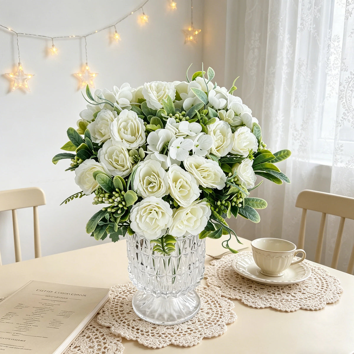 Silk Rose Hydrangea Artificial Flower Bouquet – Wedding & Home Artificial Flower Bouquet Babs