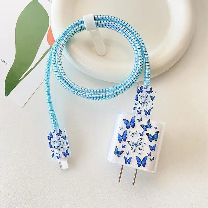 USB Charger & Cable Protector Set – Cute Heart TPU Cover Cable Protector Set Babs A24