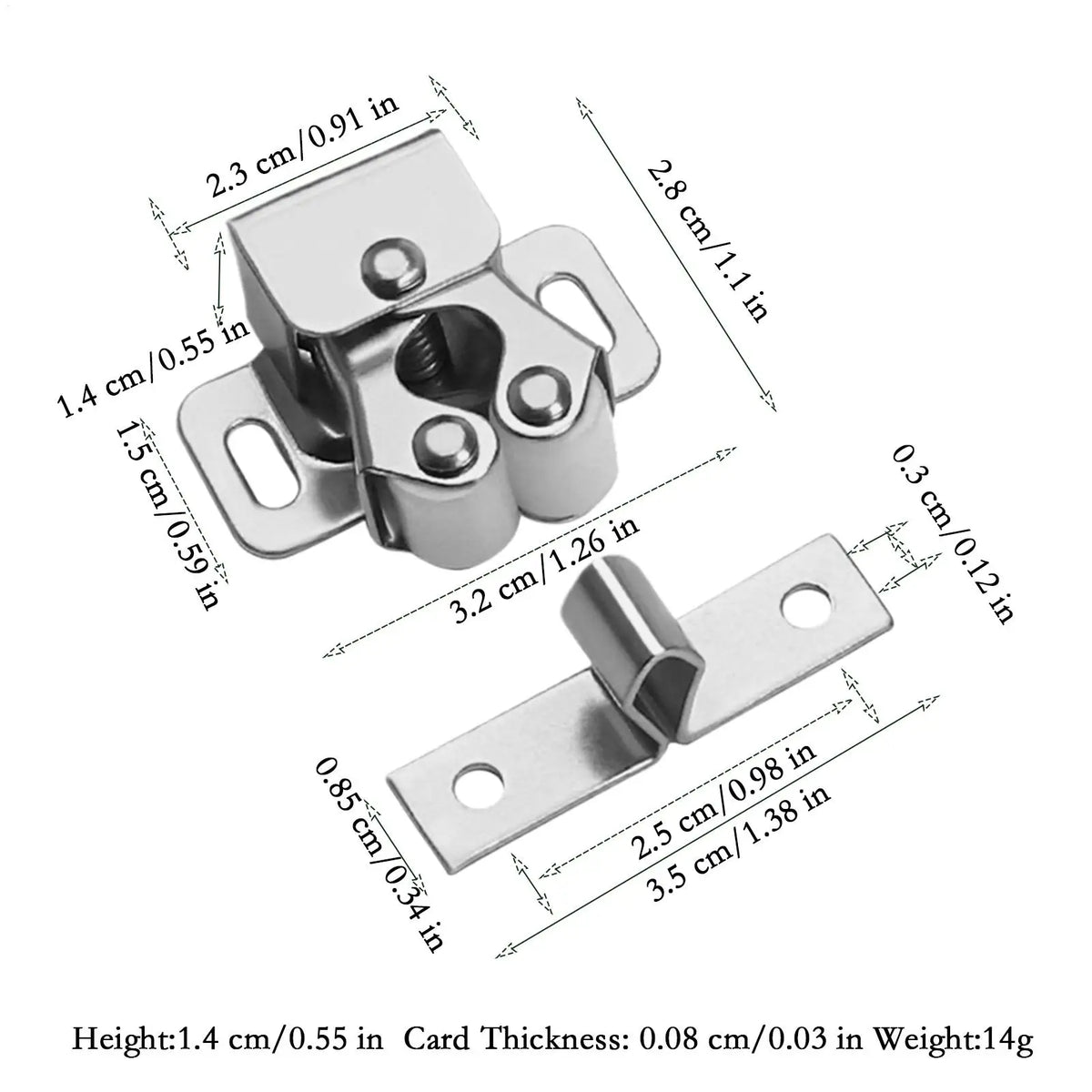 Double Roller Cabinet Door Catches with Screws – Strong Hold Cabinet Door Catch Babs