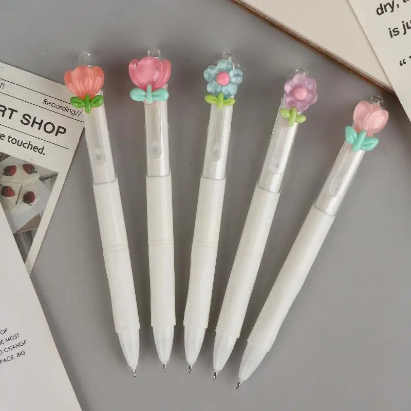 Tulip Flower Ballpoint Pens 0.5mm Black Ink | 5 or 10 Pack Ballpoint Pen Set Babs