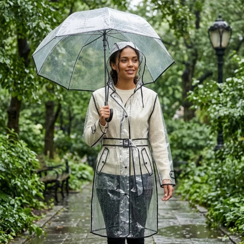 EVA Transparent Raincoat with Belt – Waterproof Poncho Unisex Waterproof Raincoat Babs