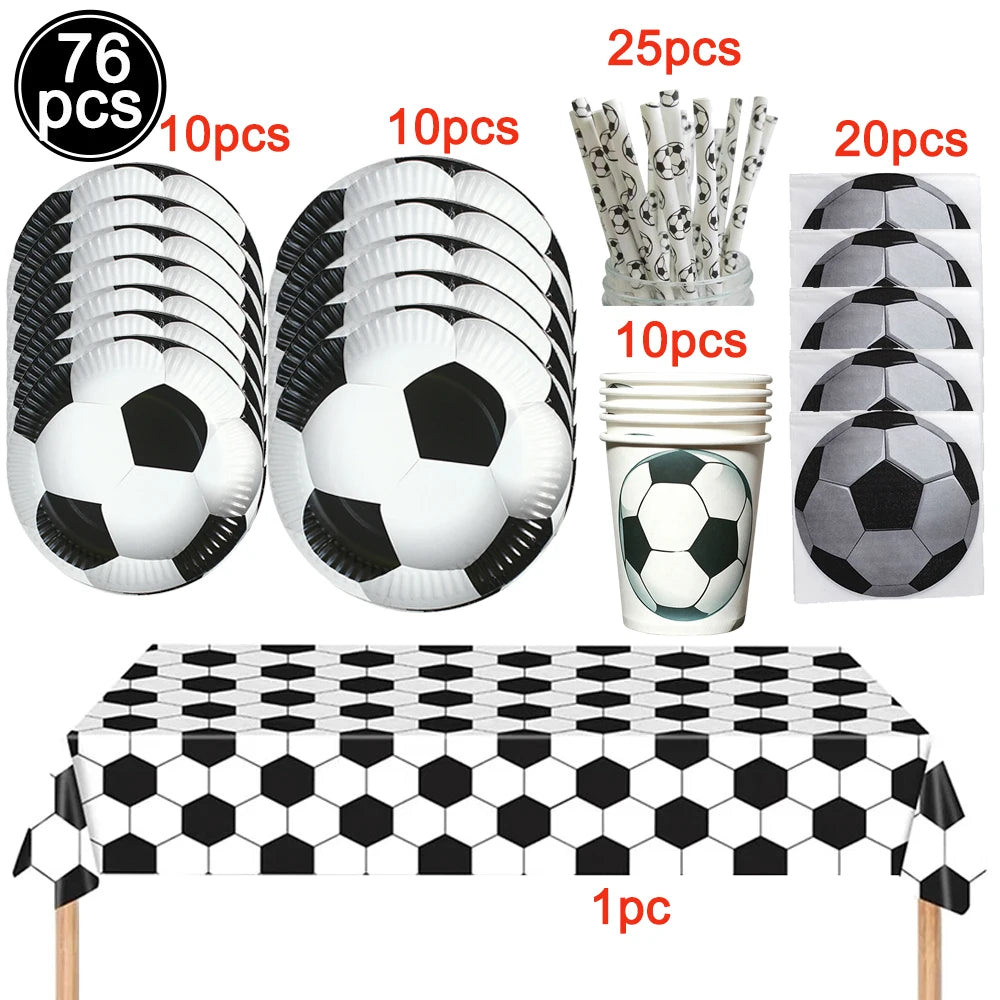 Soccer Football Party Supplies – Plates, Cups, Napkins & Runner Party Tableware Set Babs VIOLET/紫罗兰