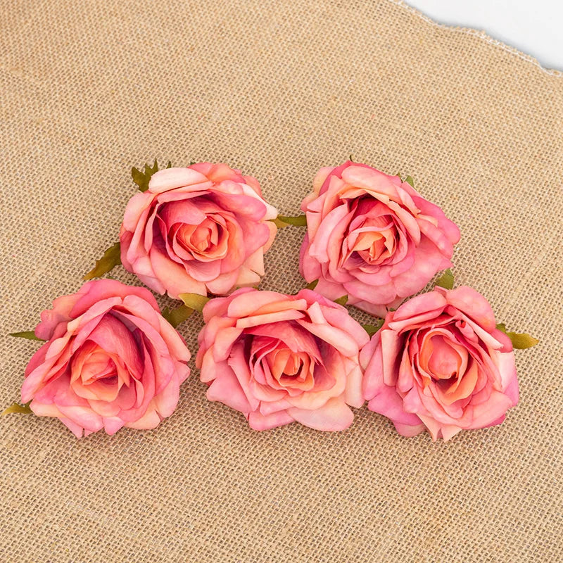 5Pcs Silk Rose Artificial Flower Heads – Wedding & Home Decor Artificial Flower Heads Babs Rose Pink