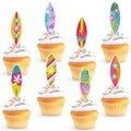 Hawaiian Surfboard Cupcake Toppers – Luau Party Decor (8/16 Pc) Cupcake Toppers Babs A 16Pcs