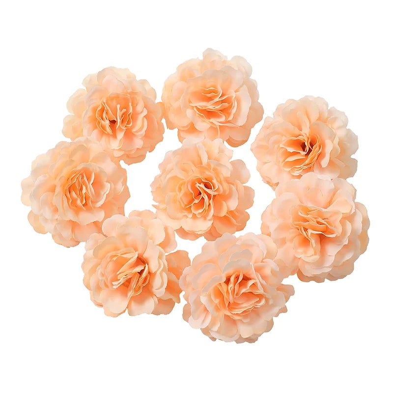 Silk Rose Artificial Flower Heads | Wedding & Home Décor Artificial Flower Heads Babs Orange 50Pcs