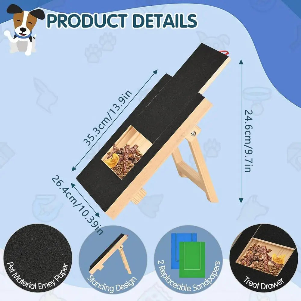 Dog Nail Scratch Board with Treat Box | Wooden Nail File Pad Dog Nail Scratch Board Babs Black