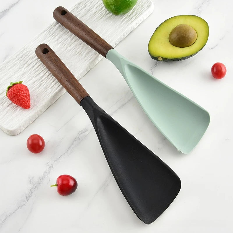 Silicone Cooking Spatula Wooden Handle – Non-Stick Safe Silicone Spatula Babs