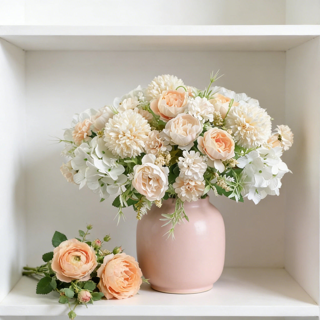 Silk Peony & Hydrangea Artificial Flower Bouquet | Wedding Decor Artificial Flower Bouquet Babs