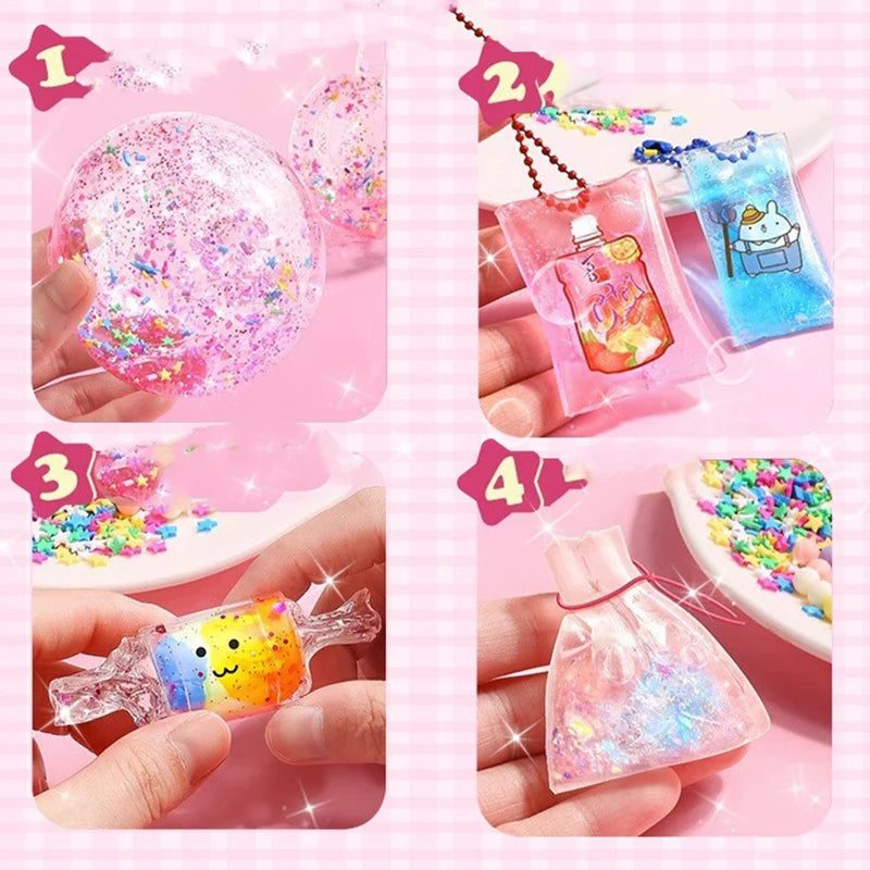 Squishy Nano Tape Glitter Set – Bubble Putty DIY Squeeze Toy Sensory Craft Toy Set Babs