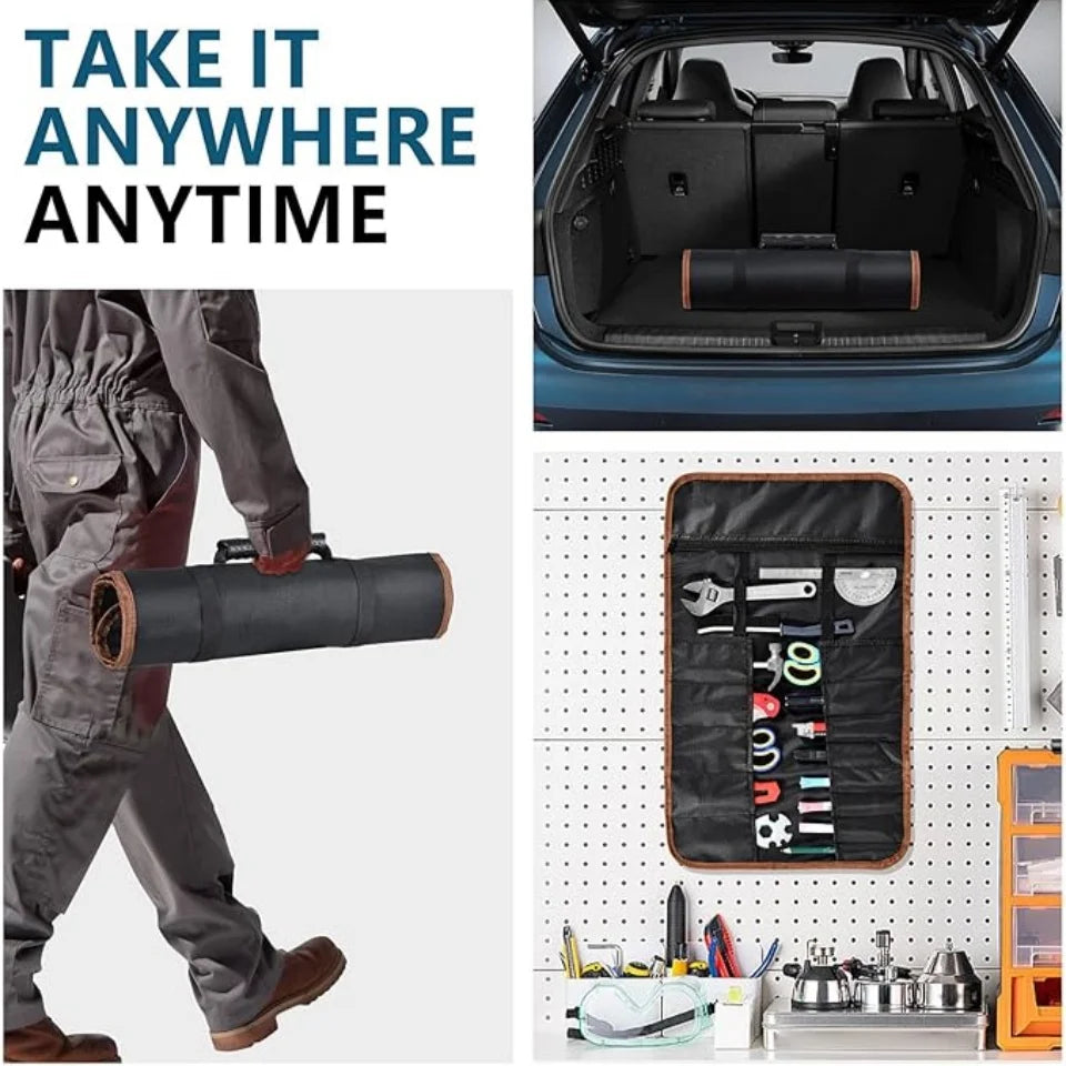 Roll-Up Tool Organizer Bag with Pouches | Oxford Cloth Tool Roll Bag Babs