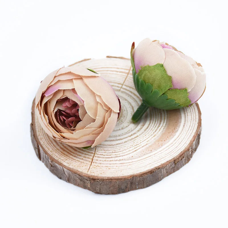 Silk Tea Rose Artificial Flowers for Wedding, Wreath & DIY Crafts Artificial Silk Flowers Babs light brown 10 pcs