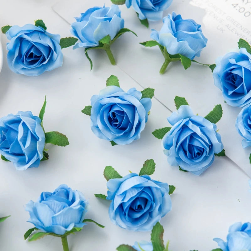 Silk Rose Artificial Flowers for Wedding, Wreath & Home Décor Artificial Silk Flowers Babs LIGHT BLUE 40 pcs