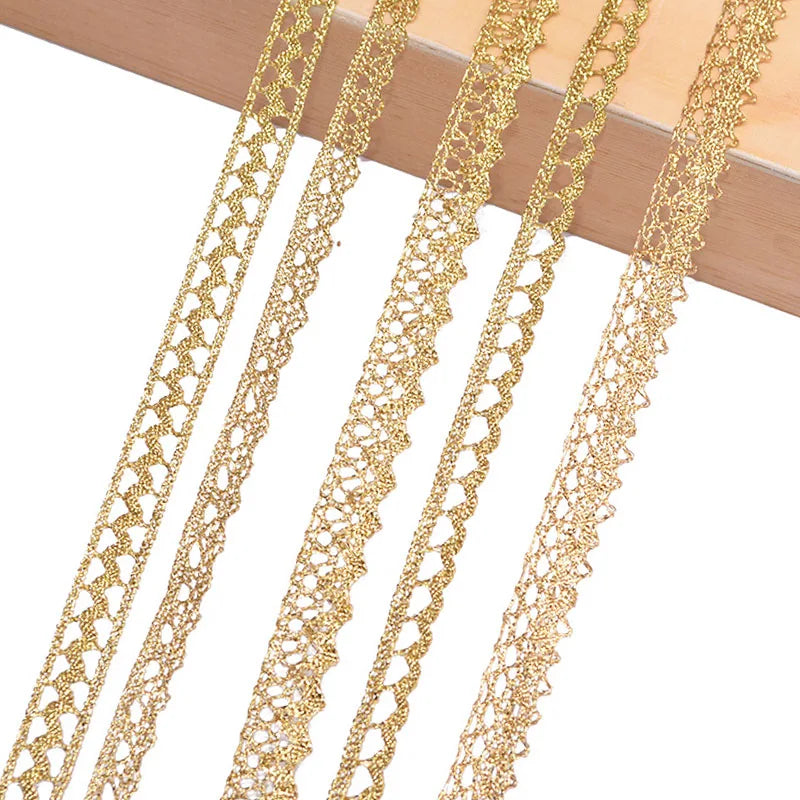 Gold Braided Lace Trim Ribbon 5/10 Yards – Sewing & Crafts Lace Trim Ribbon Babs