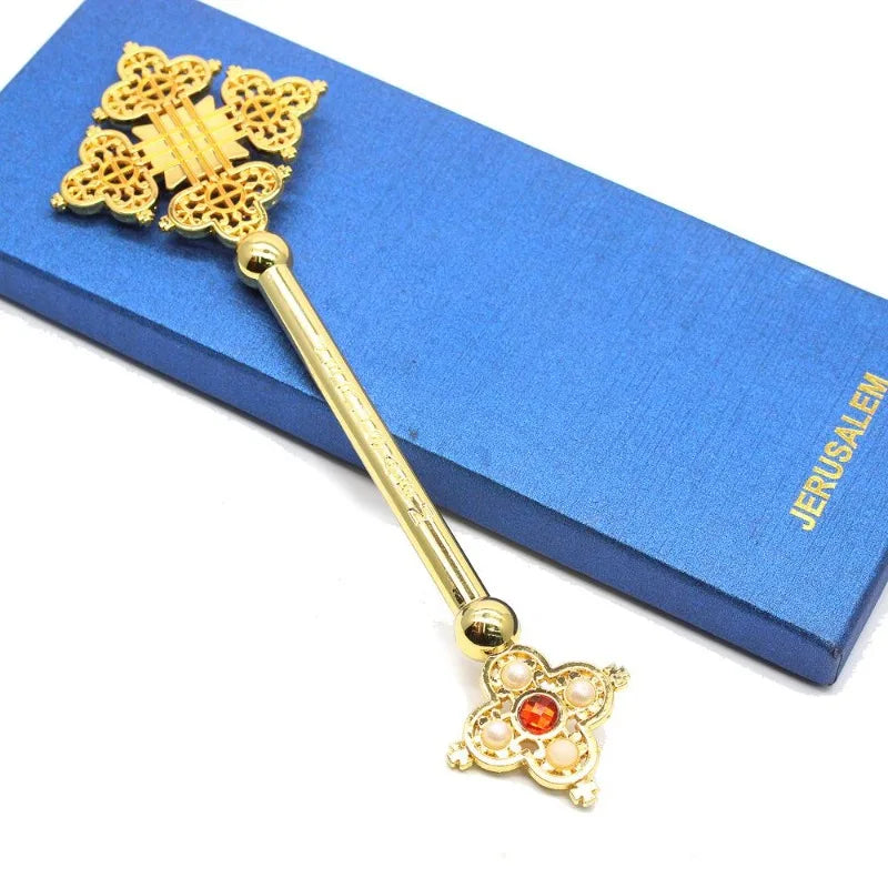 Catholic Hand-Held Cross Prayer Keepsake | Zinc Alloy Gift Religious Prayer Cross Babs Gold