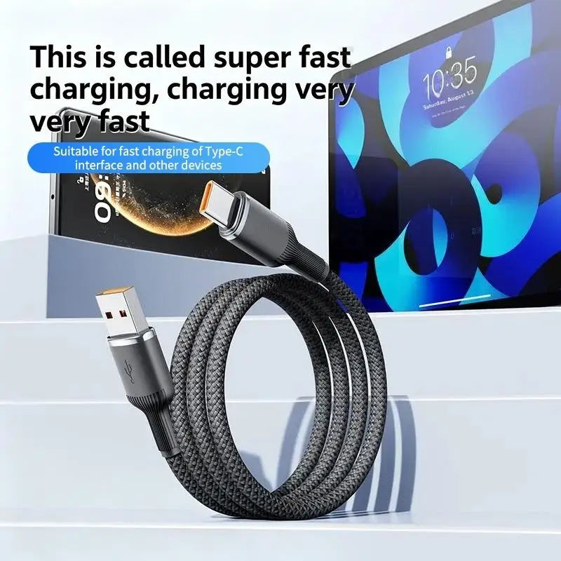 USB to USB-C Braided Cable – 6A 100W Fast Charging & Data Sync USB-C Charging Cable Babs
