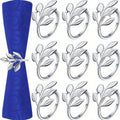 10pcs Leaf Napkin Rings – Carved Hollow Metal Table Décor Napkin Rings Babs silvery-10pcs
