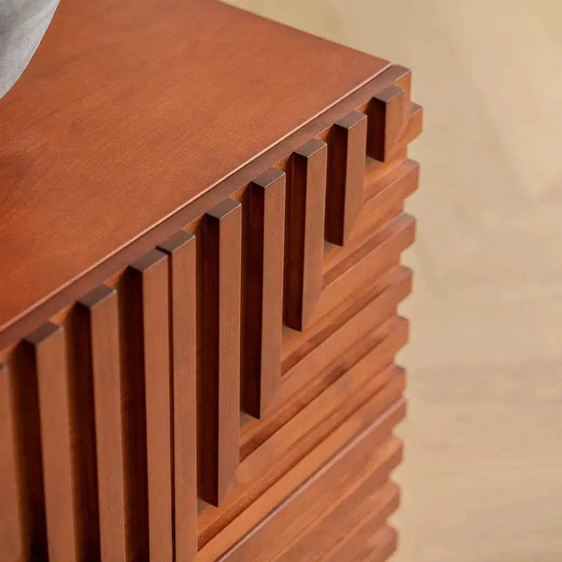 Retro Rubberwood Nightstand with 2 Drawers | Bedside Table Wooden Nightstand Babs