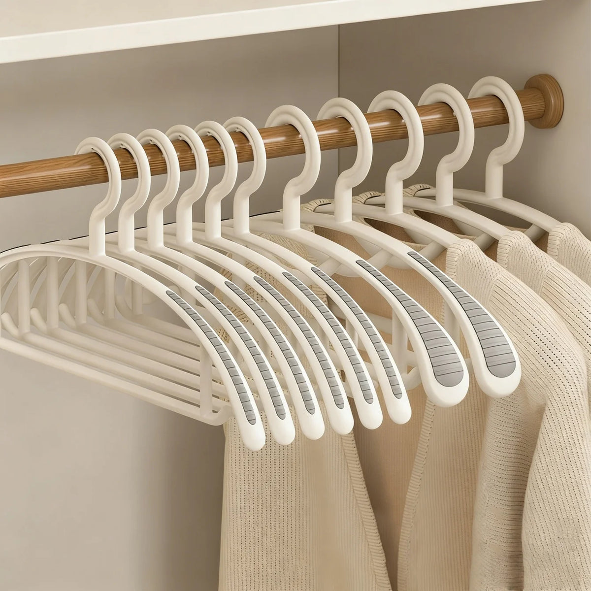 10-Pack Non-Slip Wide Plastic Hangers – No Shoulder Bump Clothes Hangers Babs