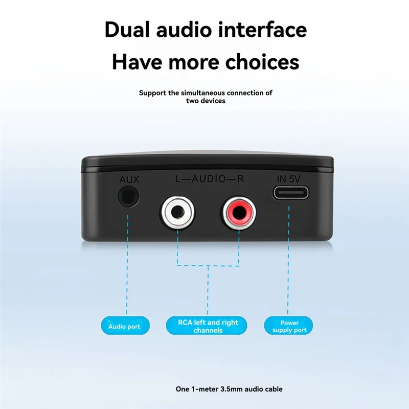 Bluetooth 5.4 Receiver AUX 3.5mm & Type-C Audio Adapter Bluetooth Audio Receiver Babs Black