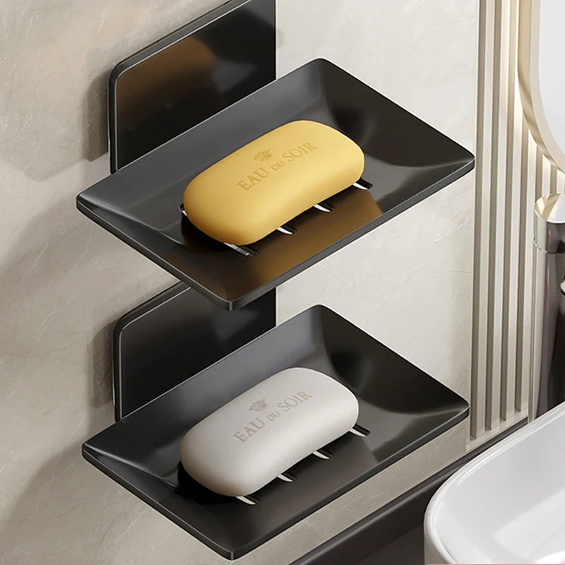 Stainless Steel Wall-Mounted Soap Holder – Mesh Drain Tray Soap Dish Holder Babs 2PCS-Black