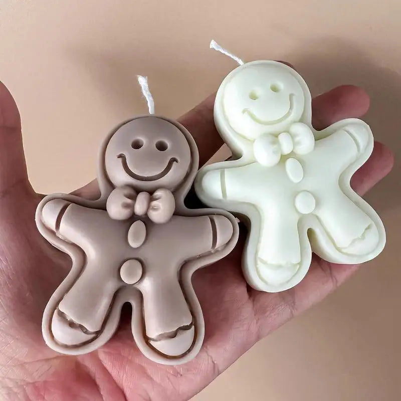 2pcs Gingerbread Man Silicone Mold | Christmas Candle Making Candle Making Mold Babs