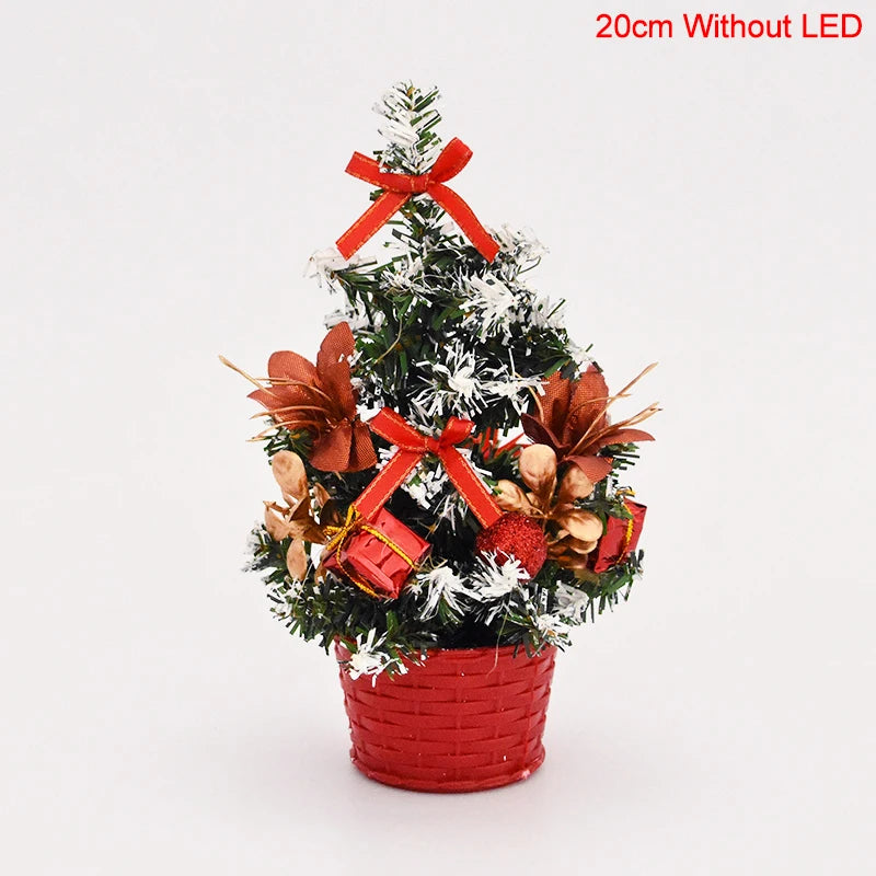 Mini Artificial Christmas Tree with LED Light Balls – Table Decor Tabletop Christmas Tree Babs 20cm red no LED as picture