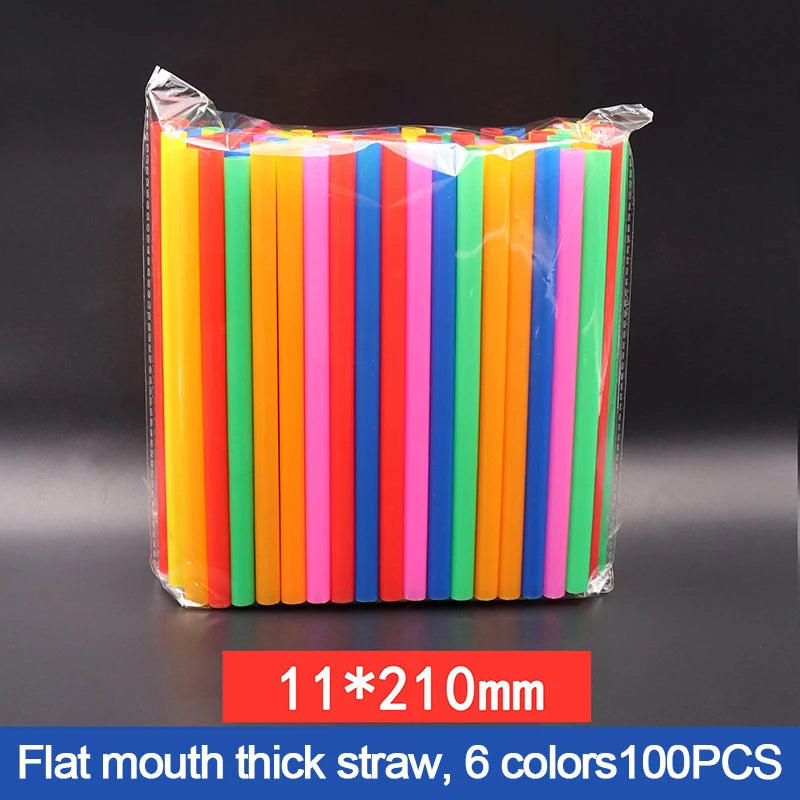 100pcs Wide Plastic Straws for Bubble Tea, Milkshake & Cocktails Disposable Drinking Straws Babs
