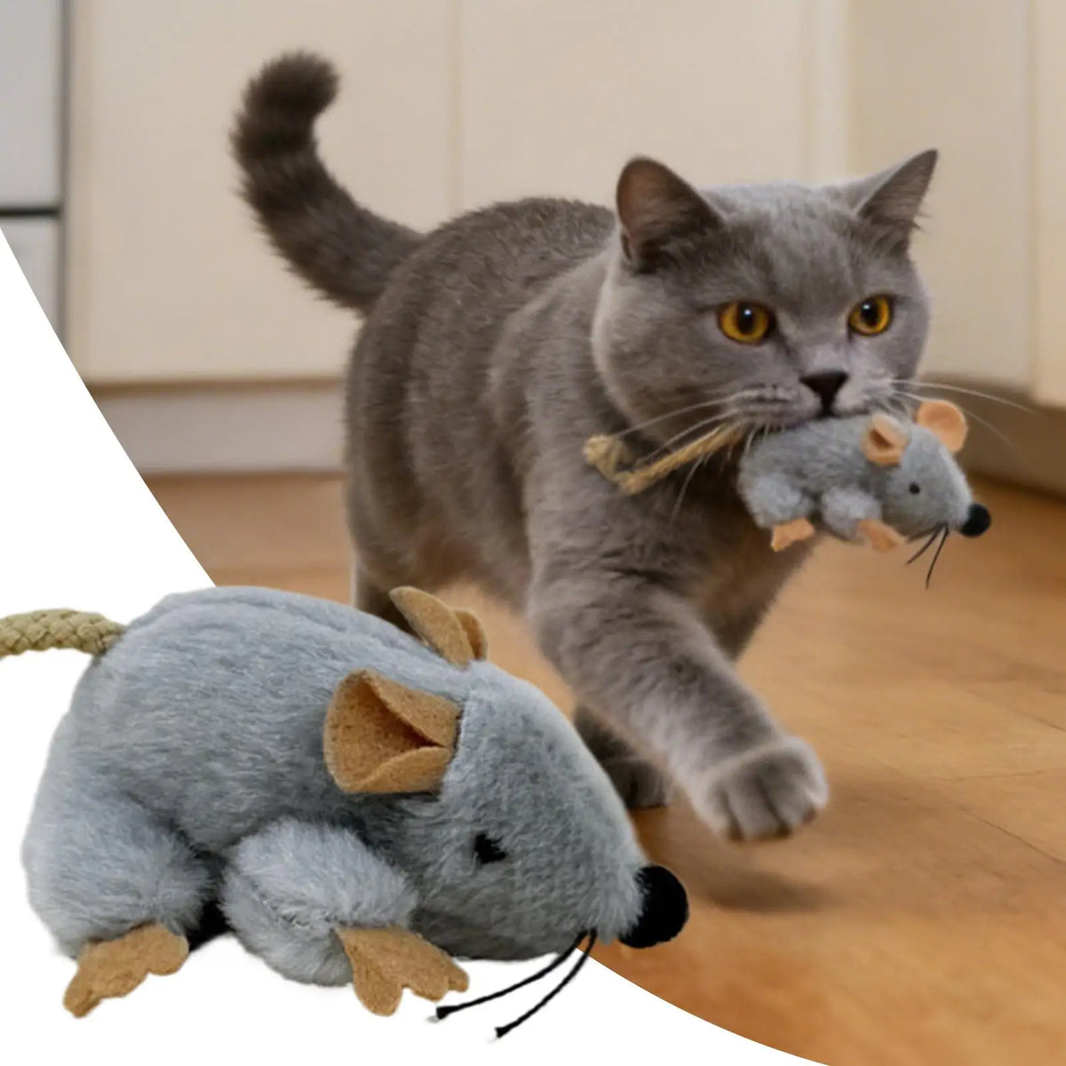 Interactive Plush Mouse Cat Toy – Kitten Chew & Play Cat Plush Toy Babs
