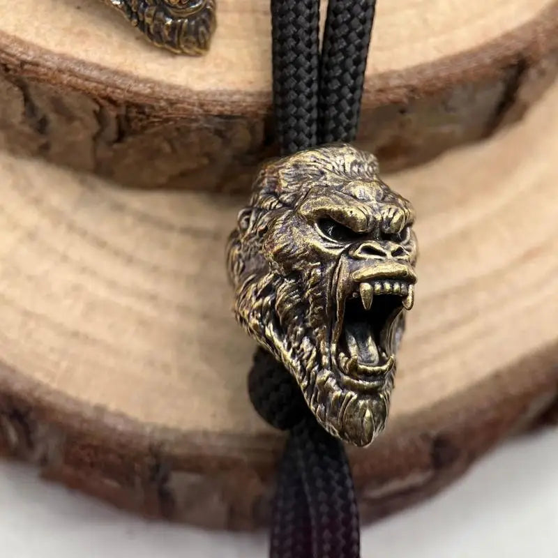Roaring Gorilla Brass EDC Bead Lanyard Pendant Punk Charm Brass Lanyard Charm Babs