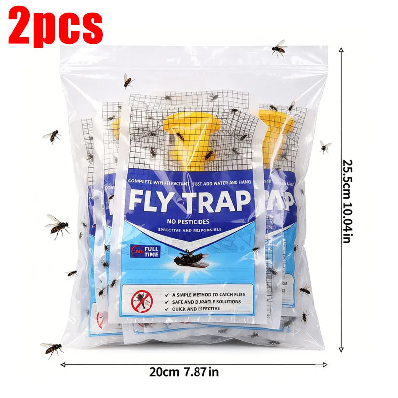 Outdoor Hanging Fly Trap Bag – High Capacity Disposable Catcher Fly Trap Bag Babs Bag-2pcs